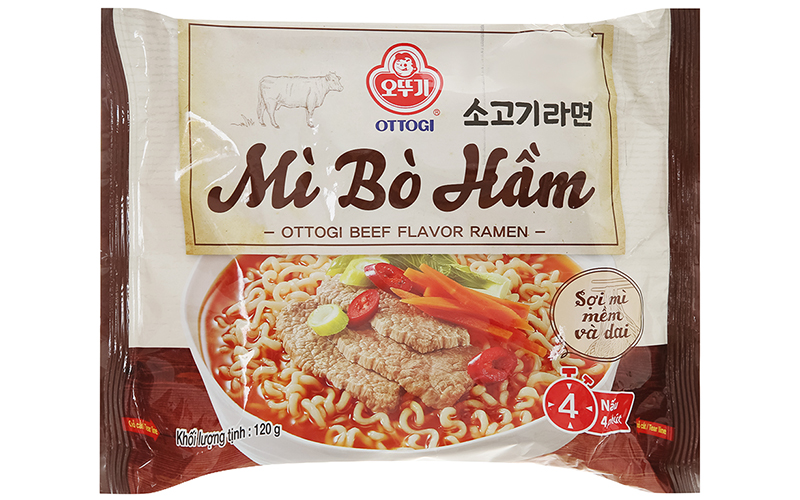 Lốc 8 gói mì bò hầm Ottogi 120g 1