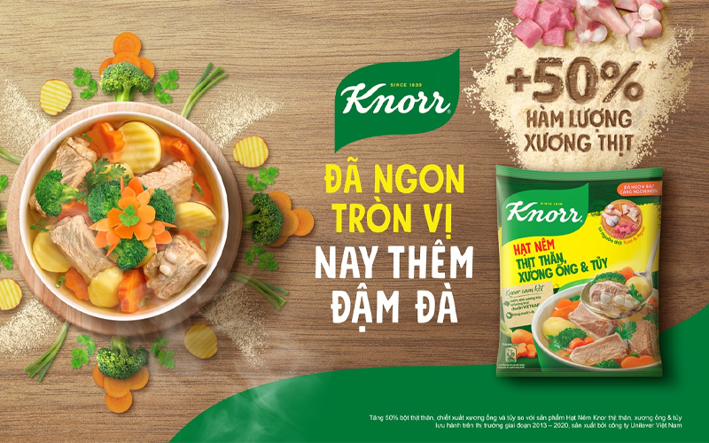 Hạt nêm thịt thăn, xương ống, tủy Knorr gói 170g 0