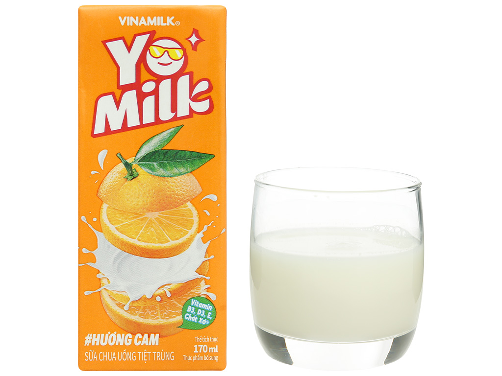 Lốc 4 hộp sữa chua uống hương cam Vinamilk Yomilk 170ml 1