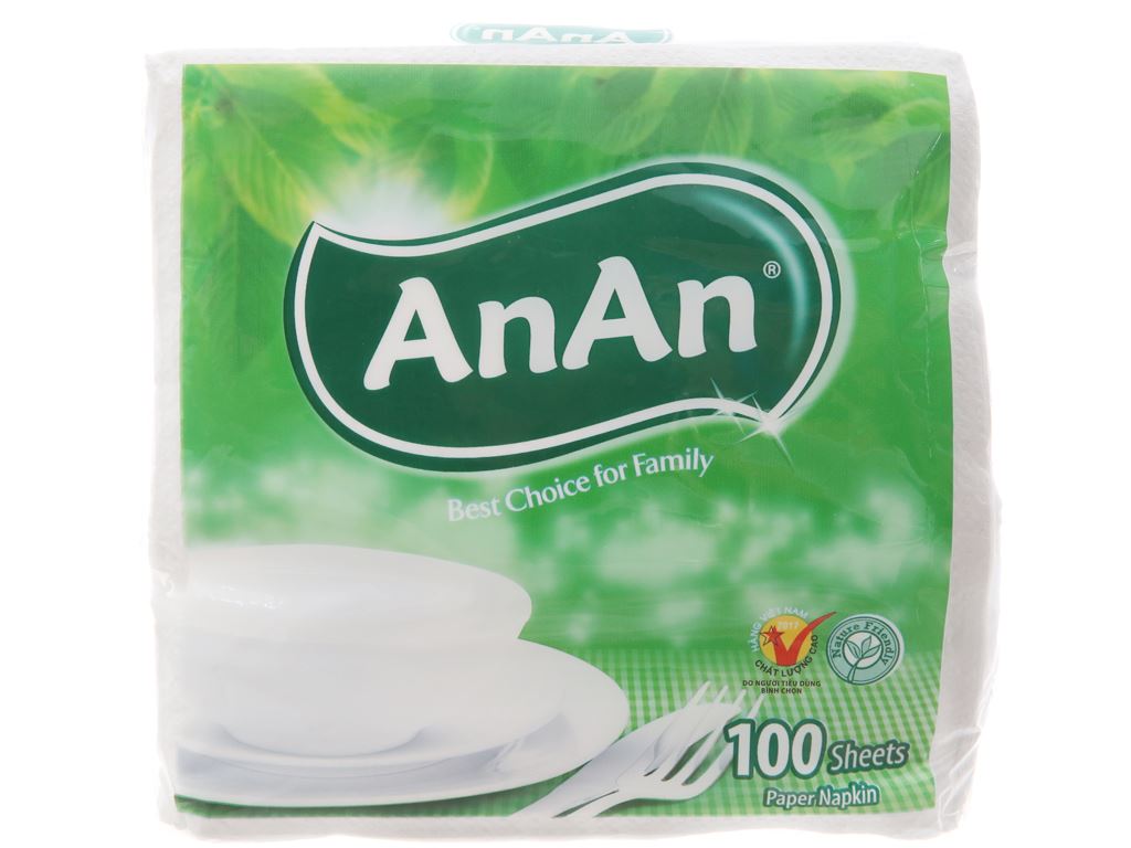 Khăn giấy ăn An An 1 lớp gói 100 tờ 0