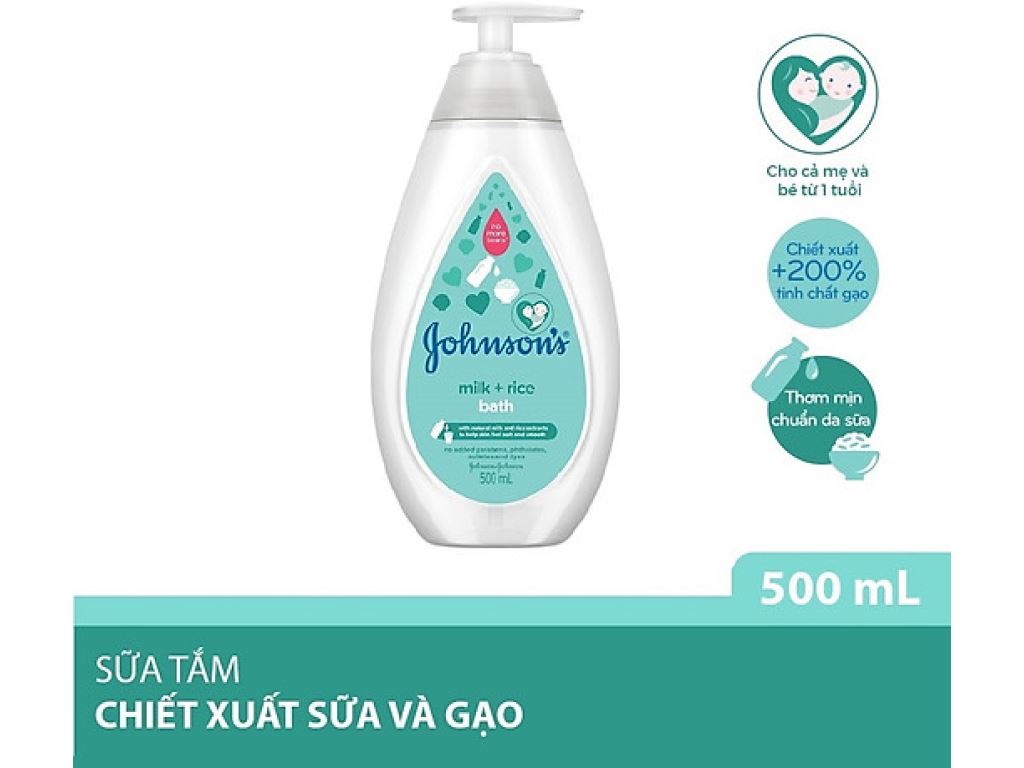 Sữa tắm cho bé Johnson's chứa sữa và gạo 500ml