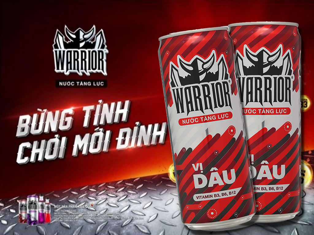 24 lon nước tăng lực Warrior hương dâu 325ml 0