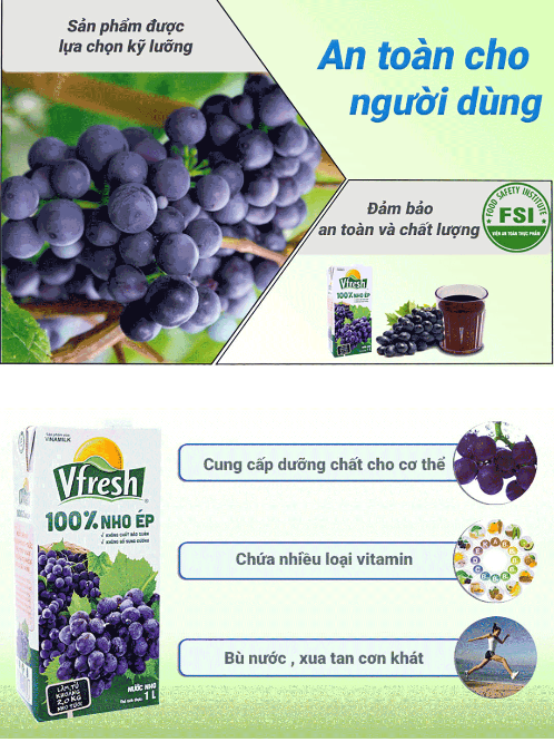 Nước ép nho 100% Vfresh 1L