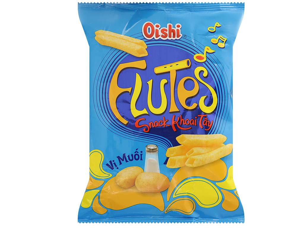 Snack khoai tây vị muối Oishi Flutes gói 32g