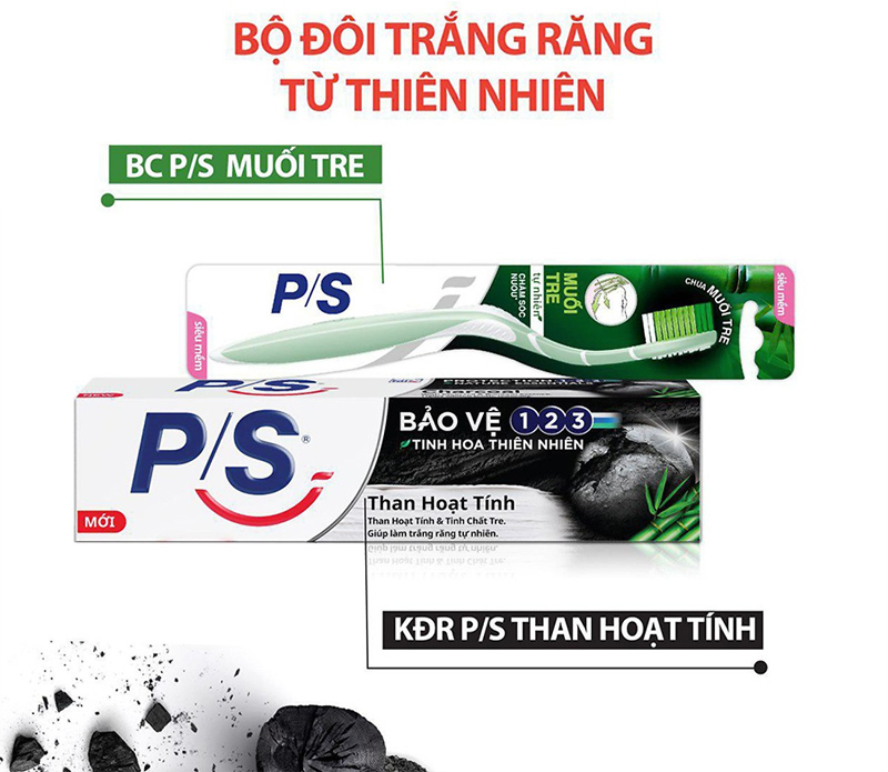 Kem đánh răng P/S bảo vệ 123 than hoạt tính trắng răng tự nhiên 180g 4