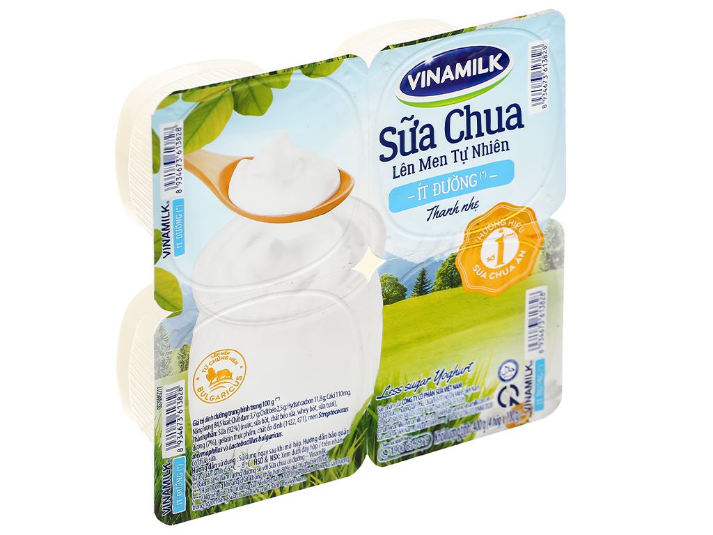 Lốc 4 hộp sữa chua Vinamilk ít đường 100g 1