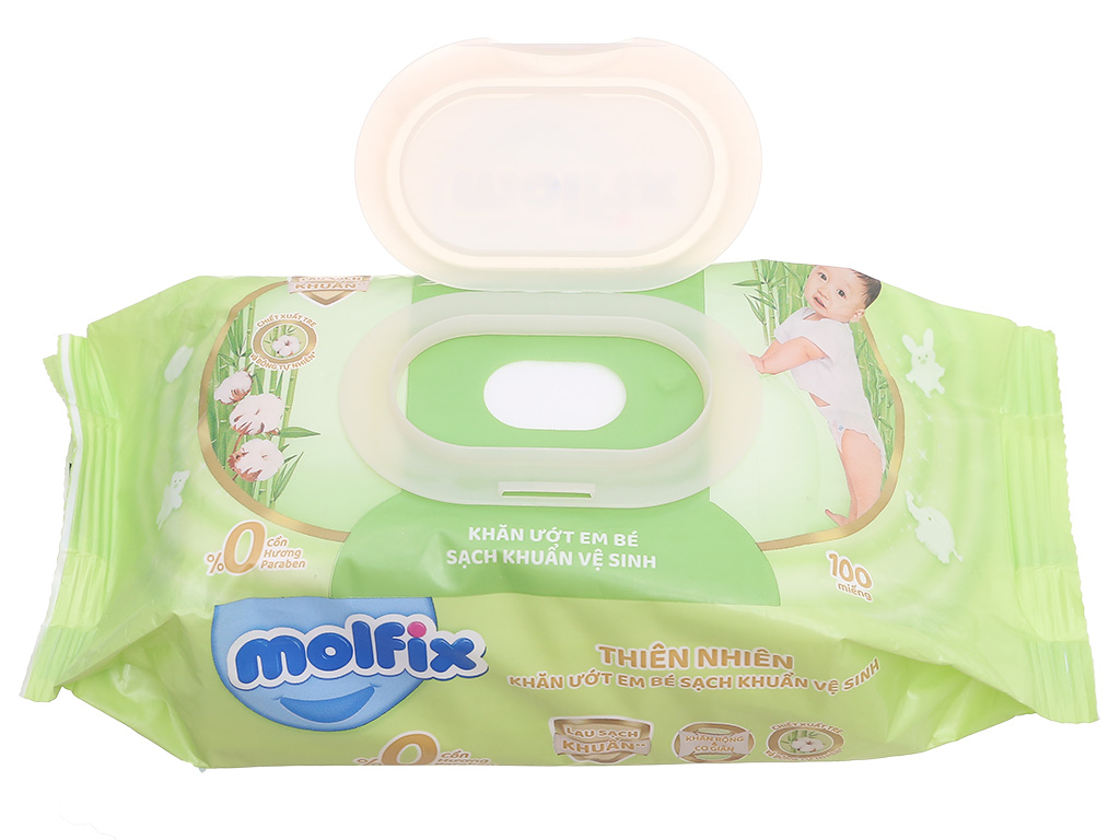 Khăn ướt em bé Molfix sạch khuẩn vệ sinh không mùi gói 100 miếng 1