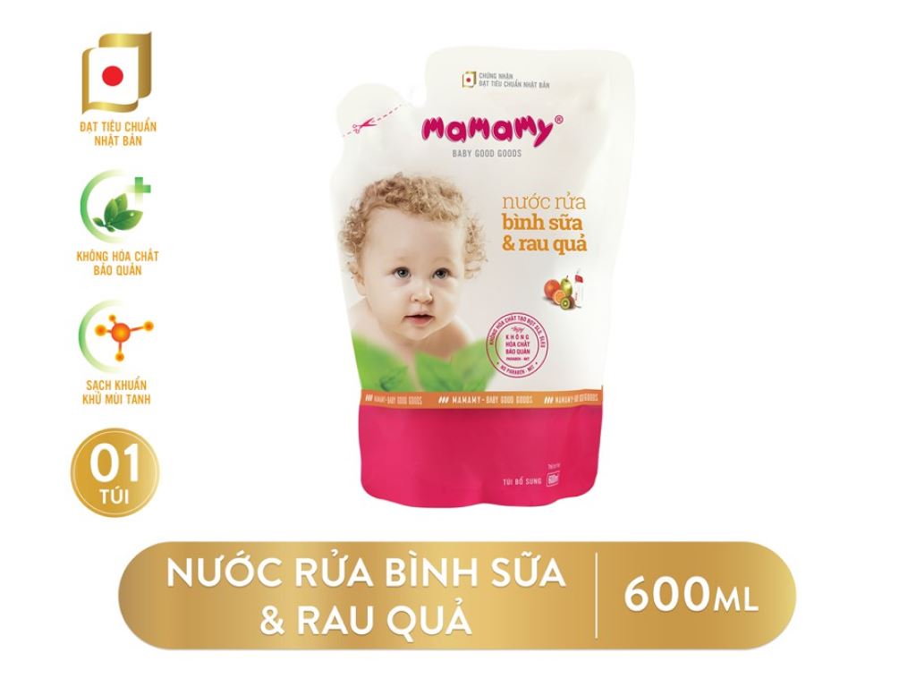 Nước rửa bình sữa & rau củ quả Mamamy 600ml