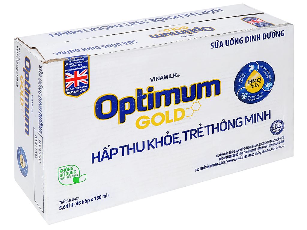 Thùng 48 hộp sữa uống dinh dưỡng Optimum Gold hộp 180ml 0