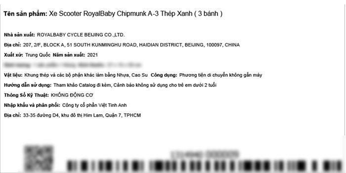 Xe Scooter RoyalBaby Chipmunk A-3 Màu Xanh Dương