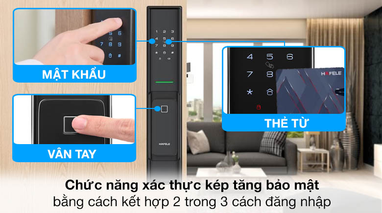 Chức năng xác thực kép - Khóa điện tử Hafele PP8100 (912.20.260)