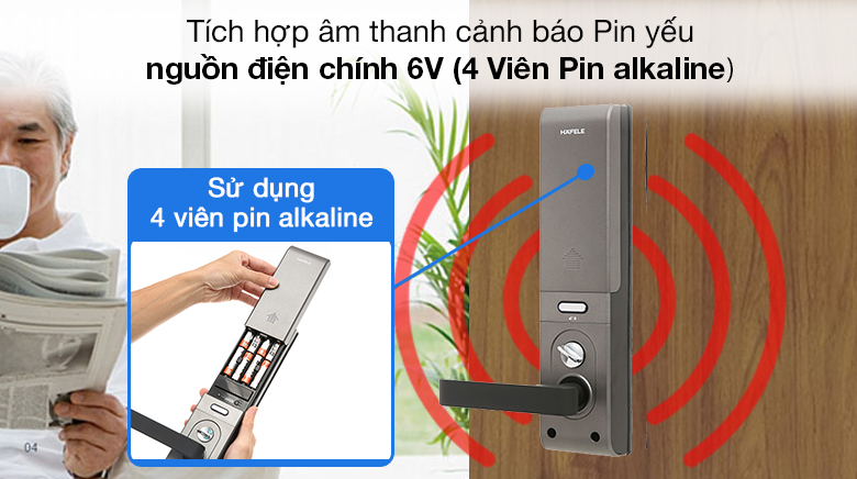 Cảnh báo pin yếu - Khóa điện tử Hafele thân khóa nhỏ EL7500 (912.05.716)