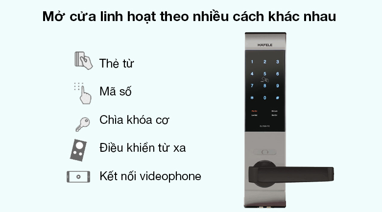 Khóa điện tử Hafele thân khóa lớn EL7500 (912.05.717) - Có thể mở khóa cửa theo kiểu cách khác nhau