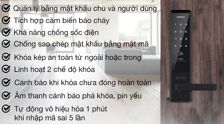 Chức năng thông minh - Khóa điện tử Hafele thân khóa nhỏ EL7200 - TC (912.05.714)