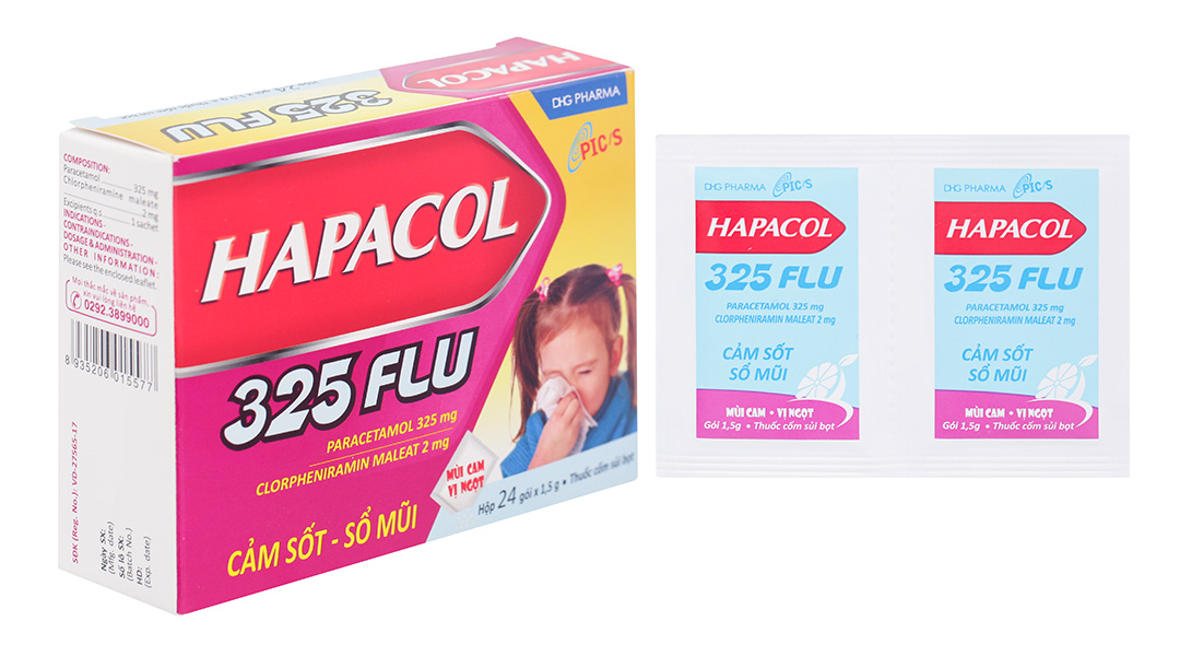 Cốm sủi Hapacol 325 Flu trị cảm cúm, cảm lạnh (24 gói x 1.5g) - 06 ...