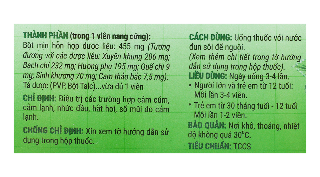 Cảm Xuyên Hương Yên Bái trị cảm cúm, cảm lạnh
