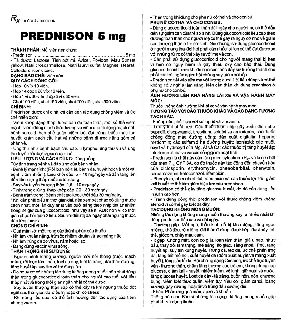 Thuốc Prednison Domesco 5mg hộp 100 viên-Nhà thuốc An Khang