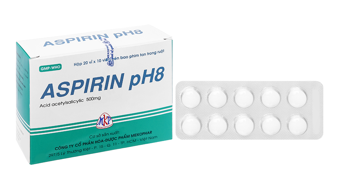 Aspirin pH8 500mg giảm đau, kháng viêm, hạ sốt (20 vỉ x 10 viên ...