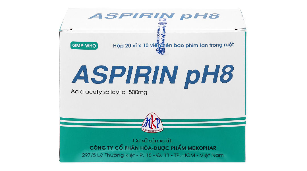 Aspirin pH8 500mg giảm đau, trị cảm cúm