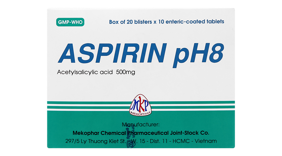 Aspirin pH8 500mg giảm đau, trị cảm cúm