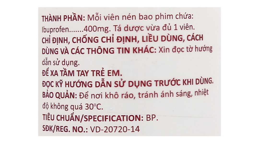 Ibumed 400 giảm đau, hạ sốt, kháng viêm