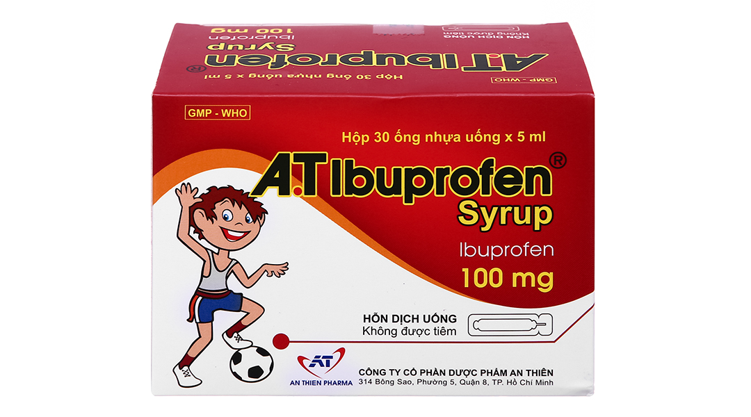 Hỗn dịch uống A.T Ibuprofen 100mg/5ml giảm đau, hạ sốt