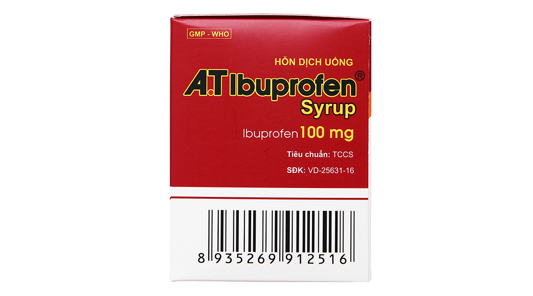 Hỗn dịch uống A.T Ibuprofen 100mg/5ml giảm đau, hạ sốt