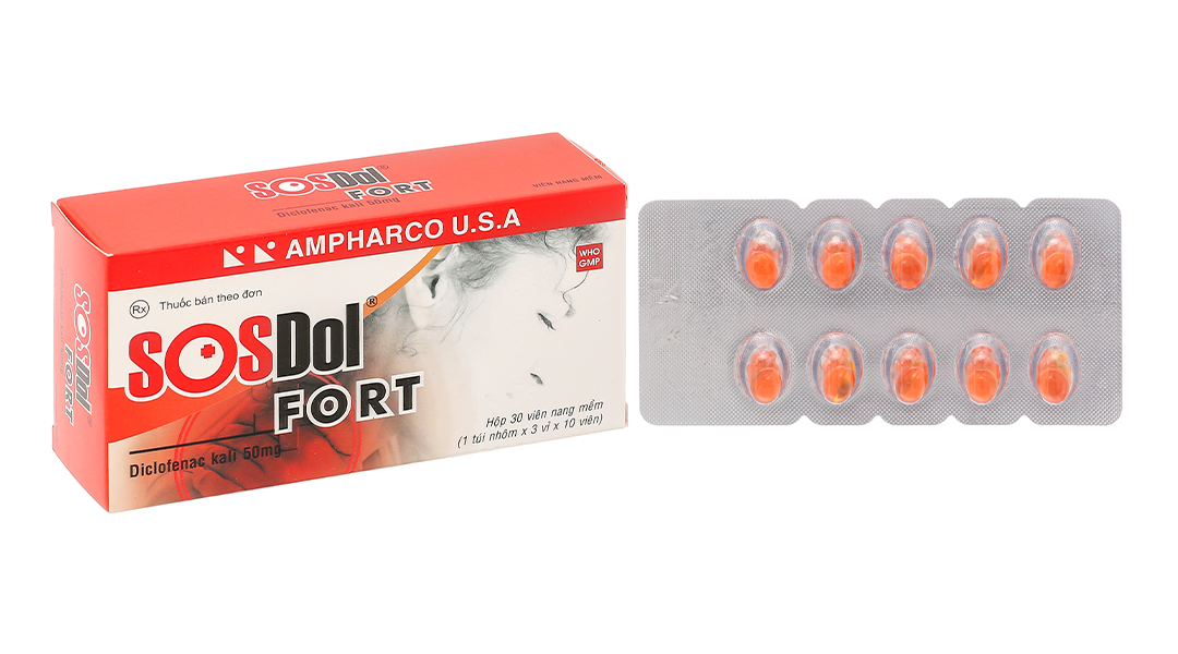 SOSDol Fort 500mg giảm đau, kháng viêm xương khớp, gout cấp