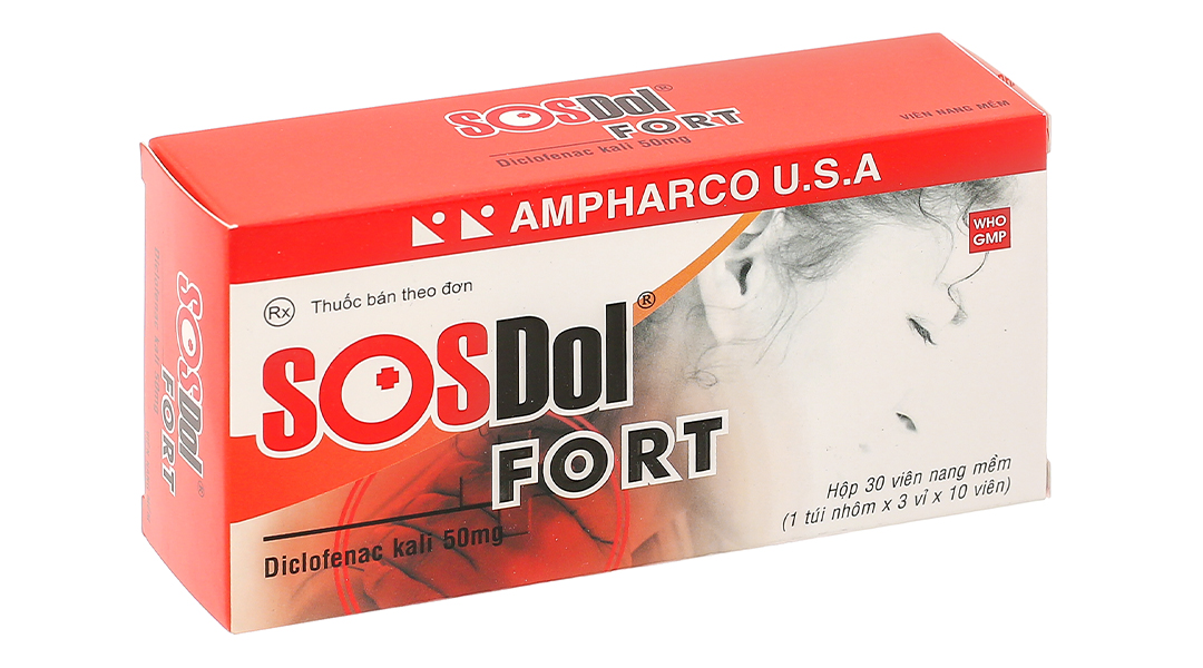 SOSDol Fort 500mg giảm đau, kháng viêm xương khớp, gout cấp