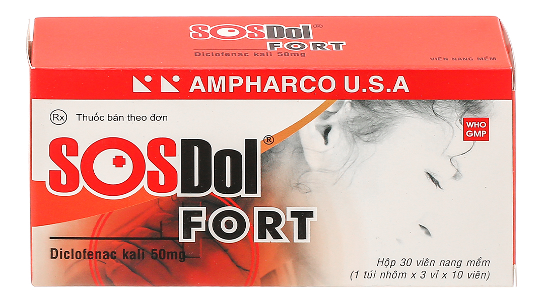 SOSDol Fort 500mg giảm đau, kháng viêm xương khớp, gout cấp
