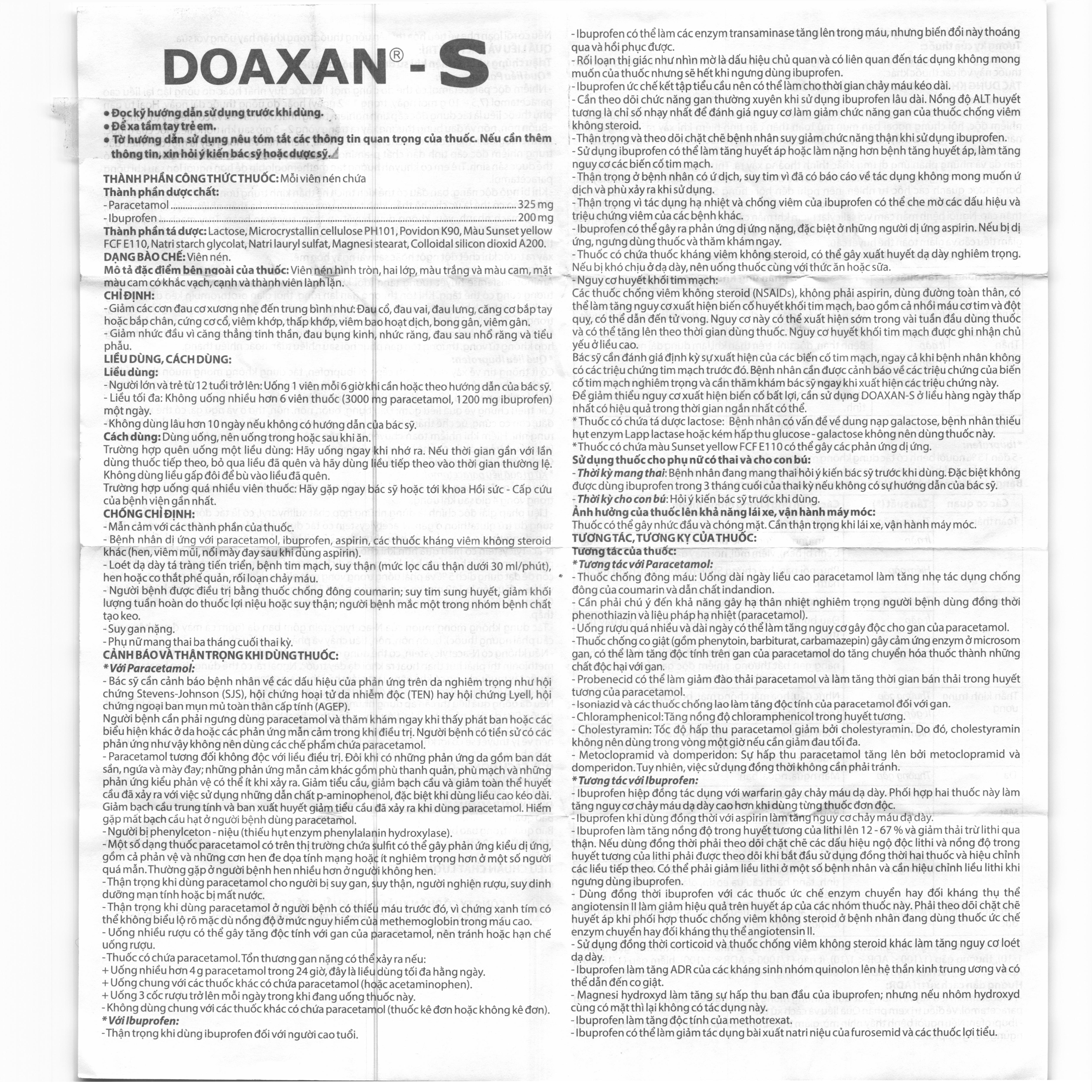 Doaxan S giảm đau, kháng viêm xương khớp
