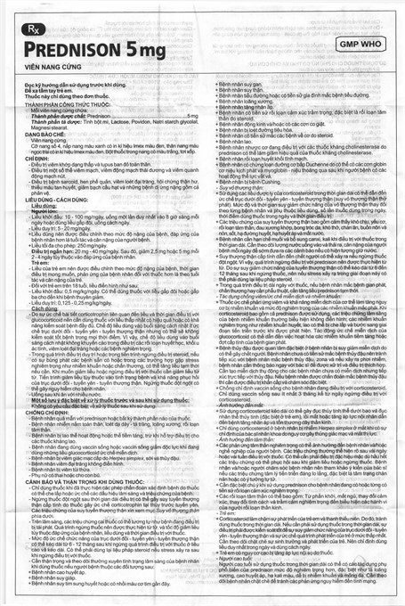 Prednison Imexpharm 5mg thuốc kháng viêm