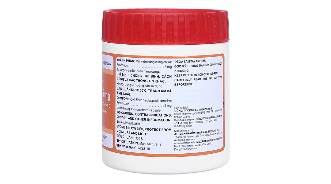 Prednison Imexpharm 5mg thuốc kháng viêm