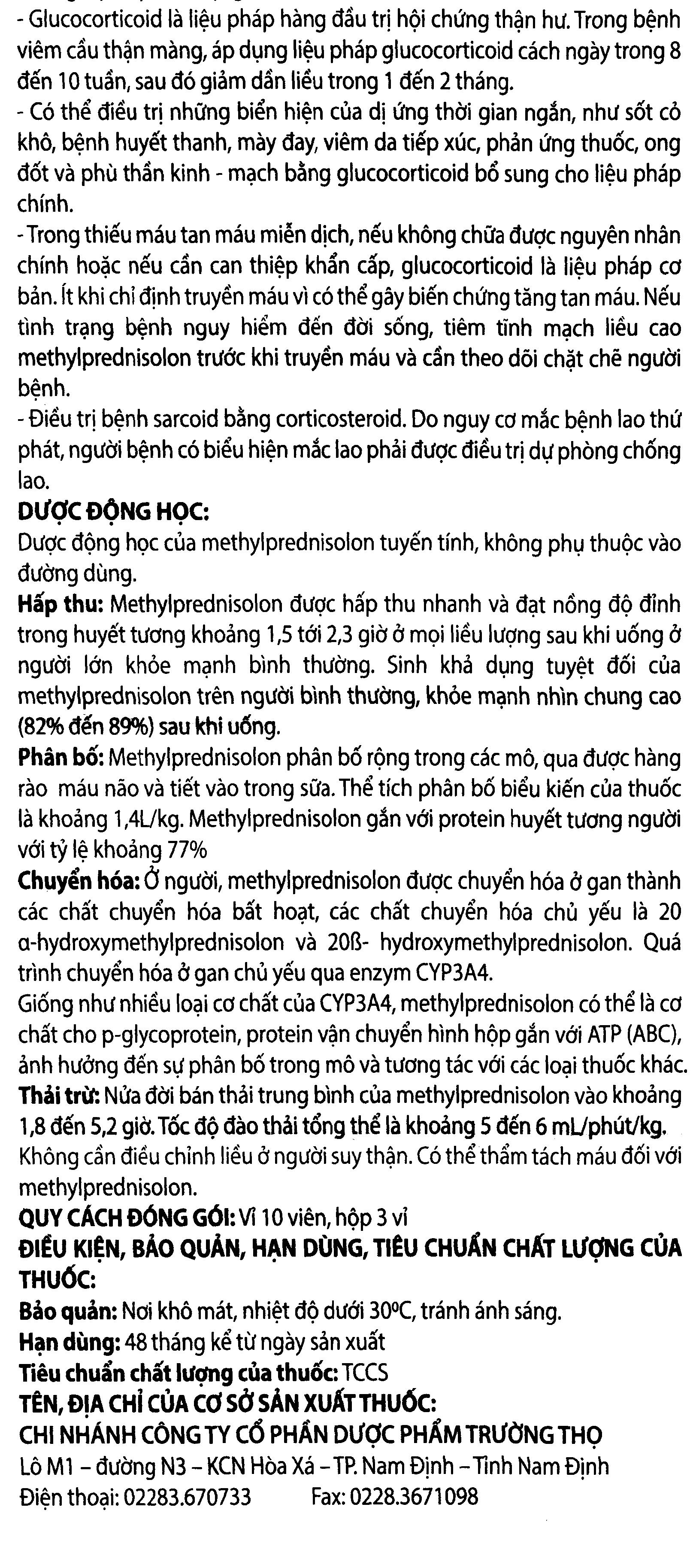 Tomethrol 16mg kháng viêm, ức chế miễn dịch (3 vỉ x 10 viên) - 16