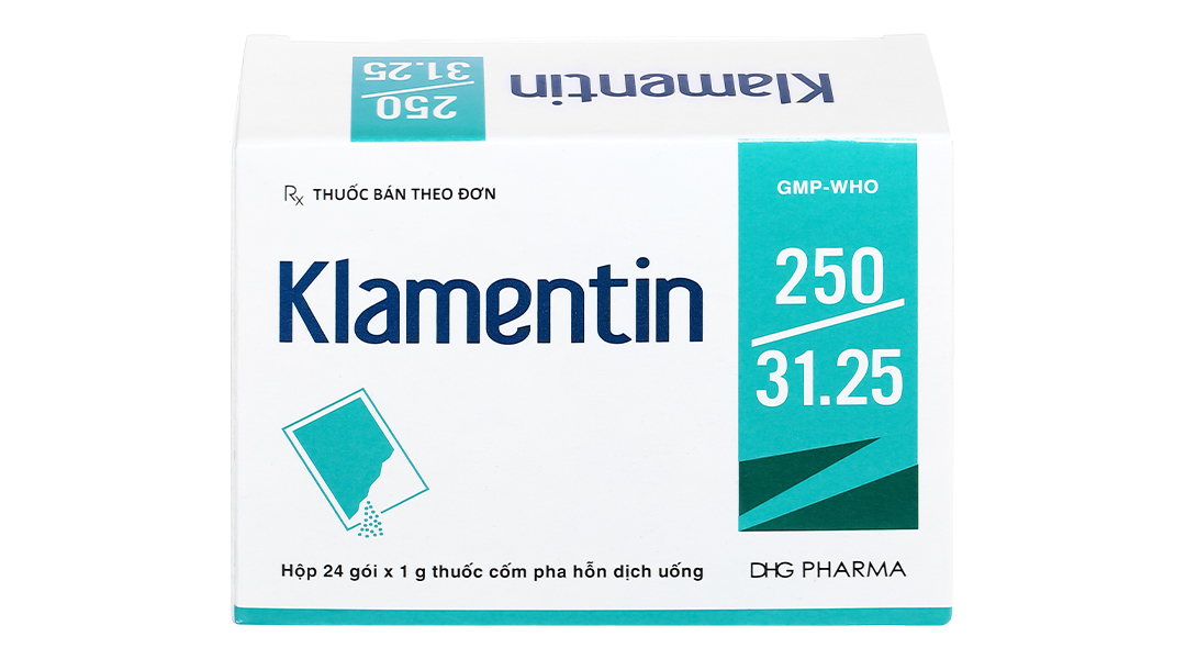 Cốm pha hỗn dịch uống Klamentin 250/31.25 trị nhiễm khuẩn