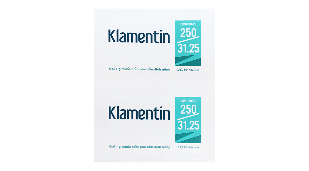 Cốm pha hỗn dịch uống Klamentin 250/31.25 trị nhiễm khuẩn