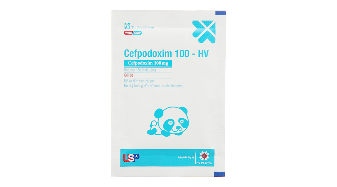 Bột pha hỗn dịch uống Cefpodoxim 100-HV trị nhiễm khuẩn