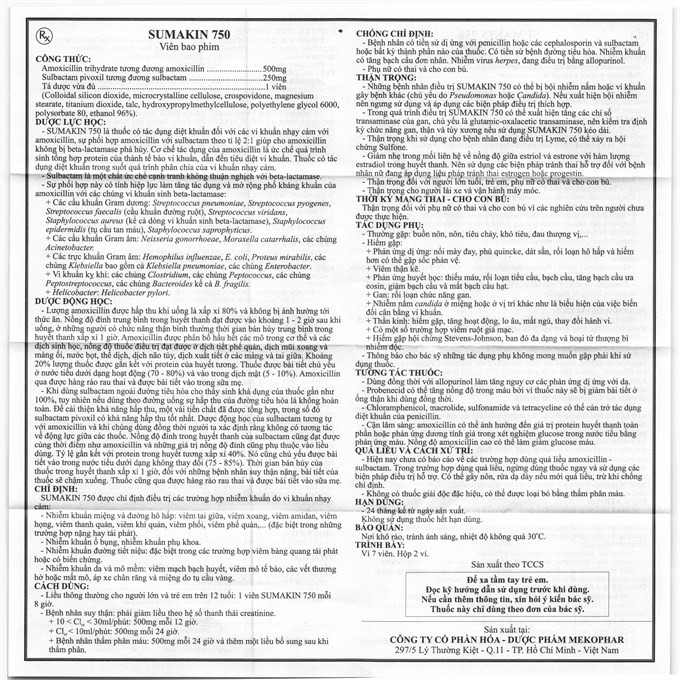 Sumakin 750 trị nhiễm khuẩn