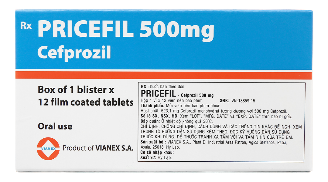 Thuốc kháng sinh Pricefil 500mg được sử dụng điều trị những bệnh nào?