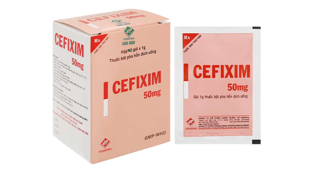 Bột pha hỗn dịch uống Cefixim Vidipha 50mg trị nhiễm khuẩn (10 gói x 1g)  -05/2023 | nhathuocankhang.com