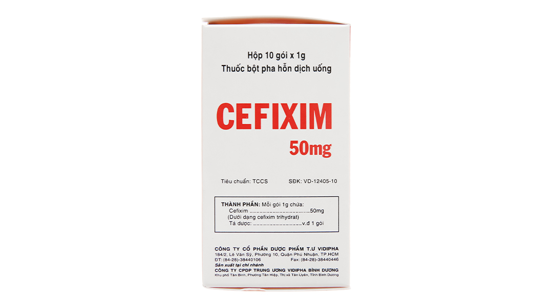 Bột pha hỗn dịch uống Cefixim Vidipha 50mg trị nhiễm khuẩn