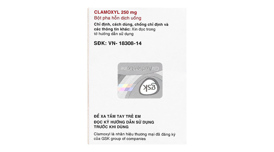 Bột pha hỗn dịch uống Clamoxyl 250 trị nhiễm khuẩn