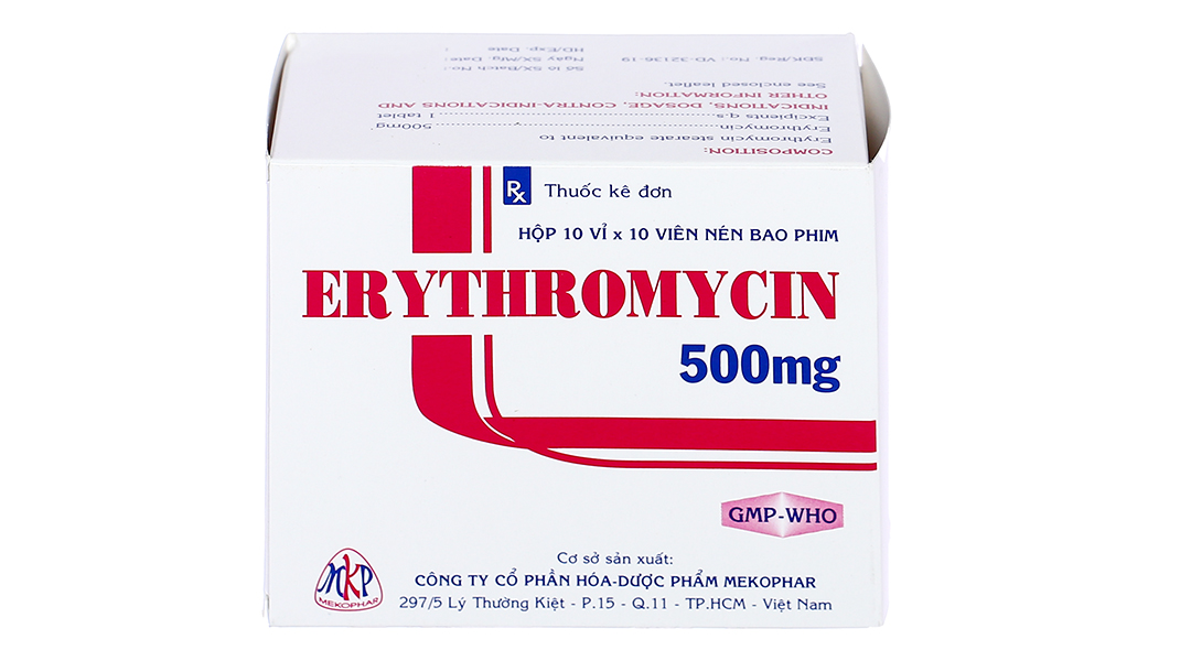 Erythromycin Mekophar 500mg trị nhiễm khuẩn