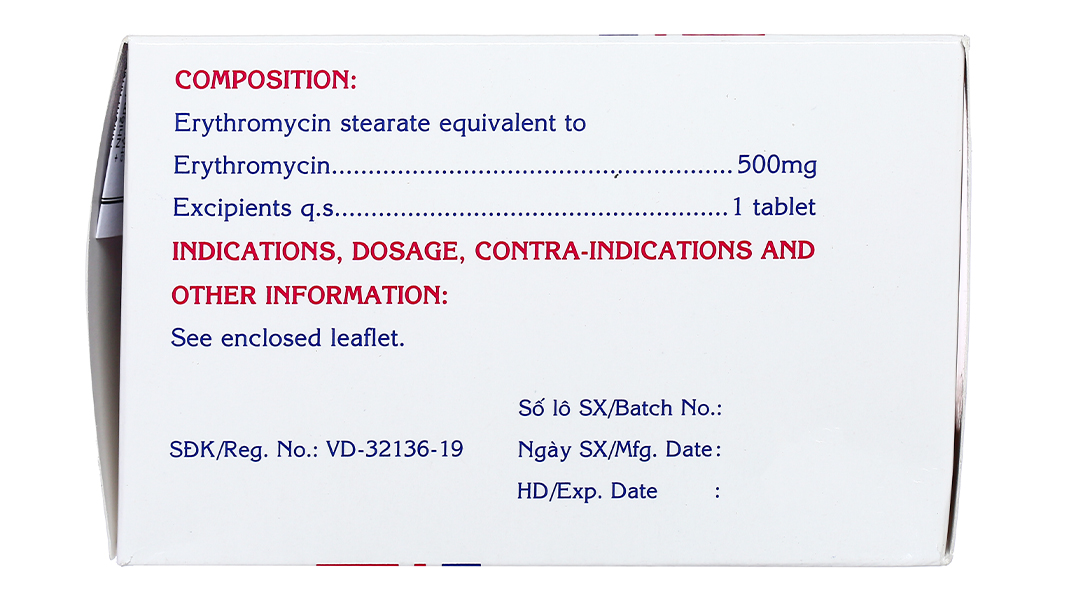 Erythromycin Mekophar 500mg trị nhiễm khuẩn