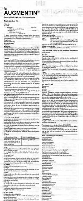 Bột pha hỗn dịch uống Augmentin 500mg/62.5mg trị nhiễm khuẩn