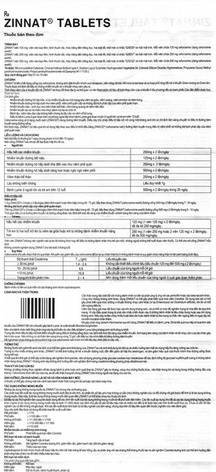 Zinnat Tablets 125mg trị nhiễm khuẩn