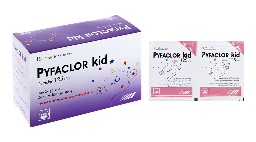 Cốm pha hỗn dịch uống Pyfaclor Kid 125mg trị nhiễm khuẩn