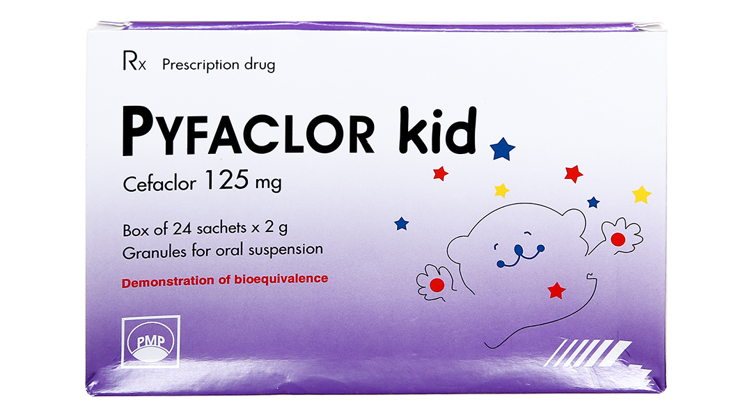 Cốm pha hỗn dịch uống Pyfaclor Kid 125mg trị nhiễm khuẩn