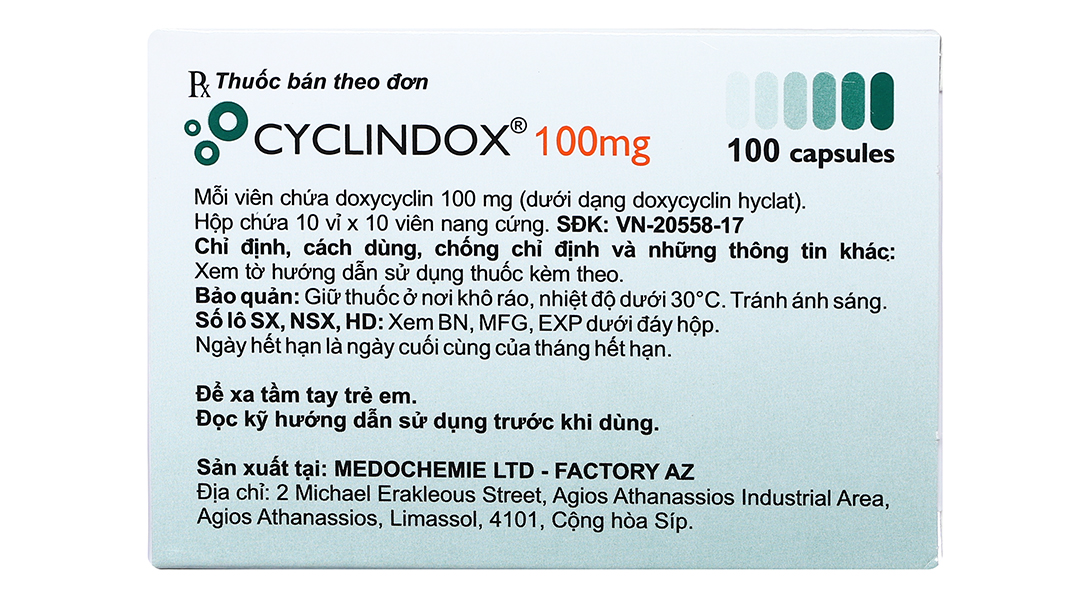 Cyclindox 100mg trị nhiễm khuẩn