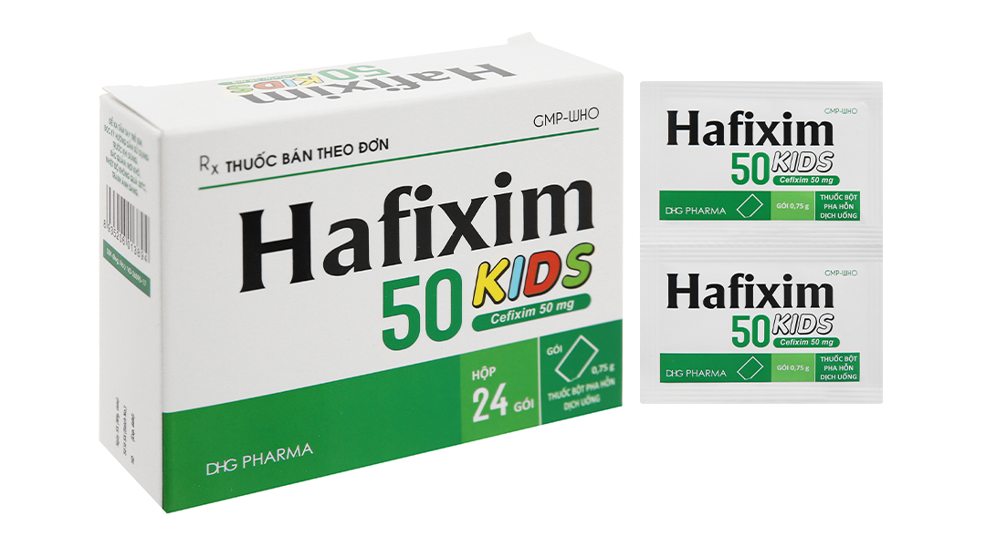 Bột pha hỗn dịch uống Hafixim 50 Kids trị nhiễm khuẩn